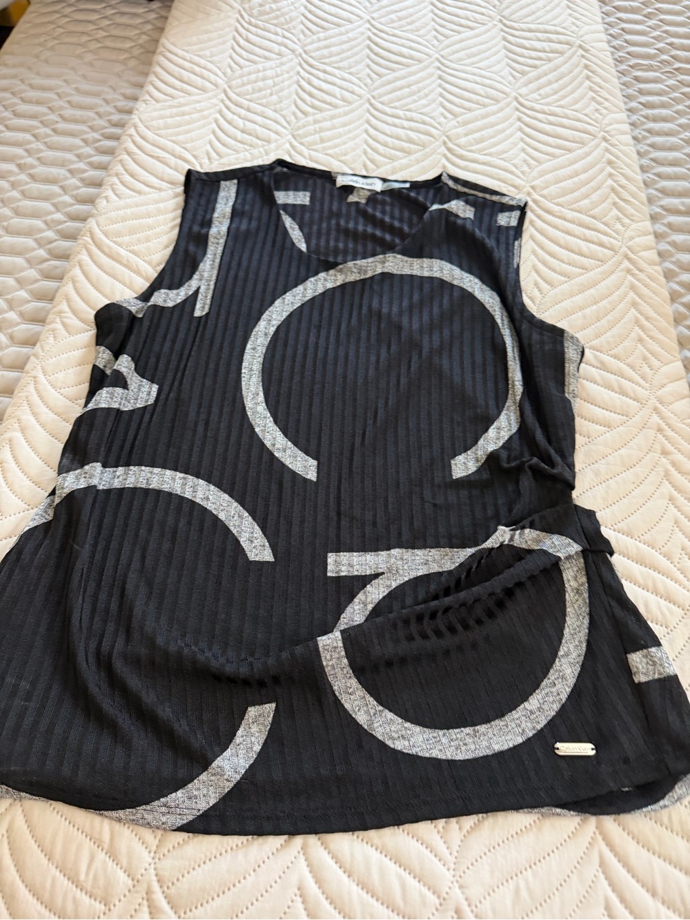 Calvin Klein Black Tank with Silver Circle Print